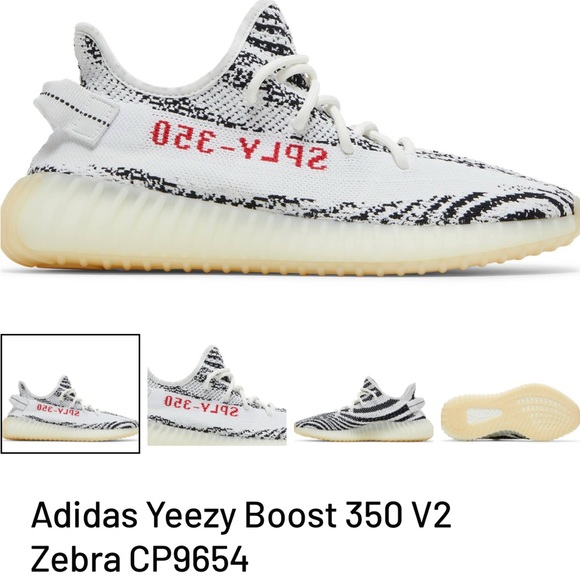 Adidas Yeezy Boost 350 V2 Zebra with Red Accents - Picture 1 of 4